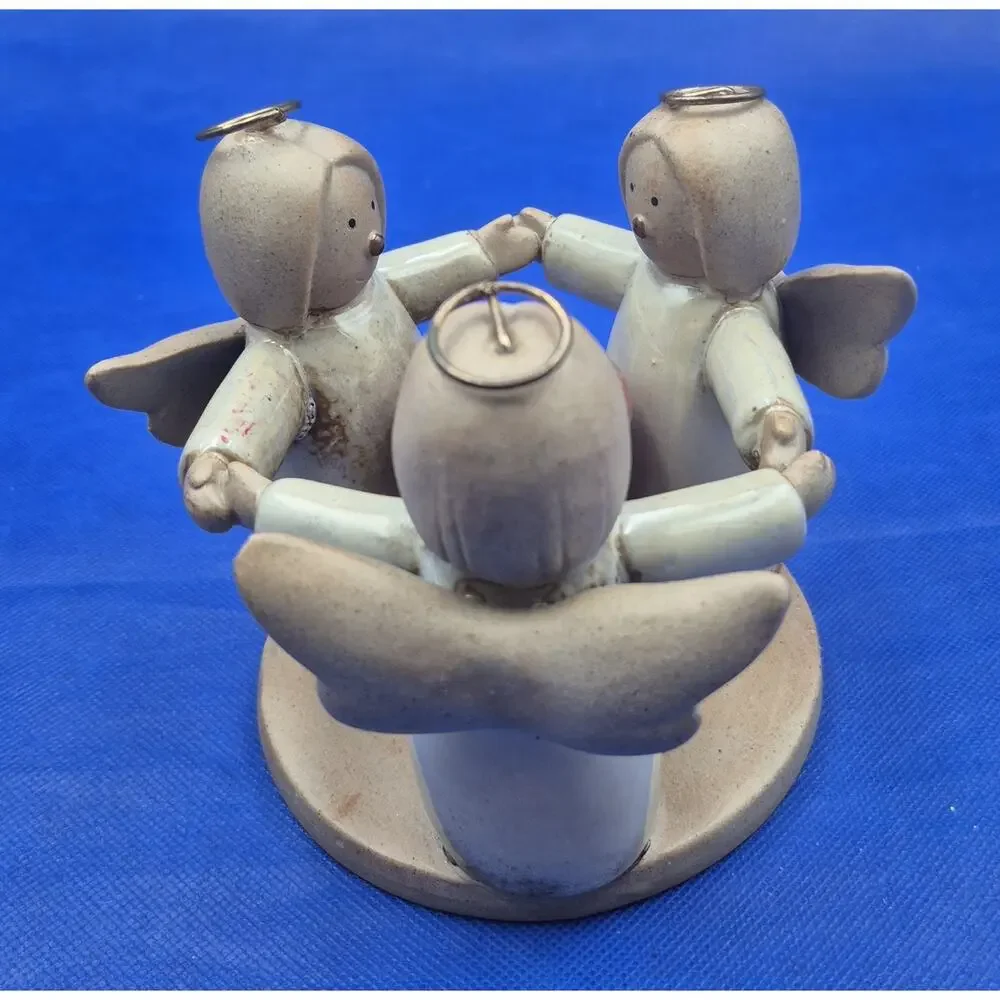 Ceramic Angel Trio Circle of Friends Tealight Holder 5